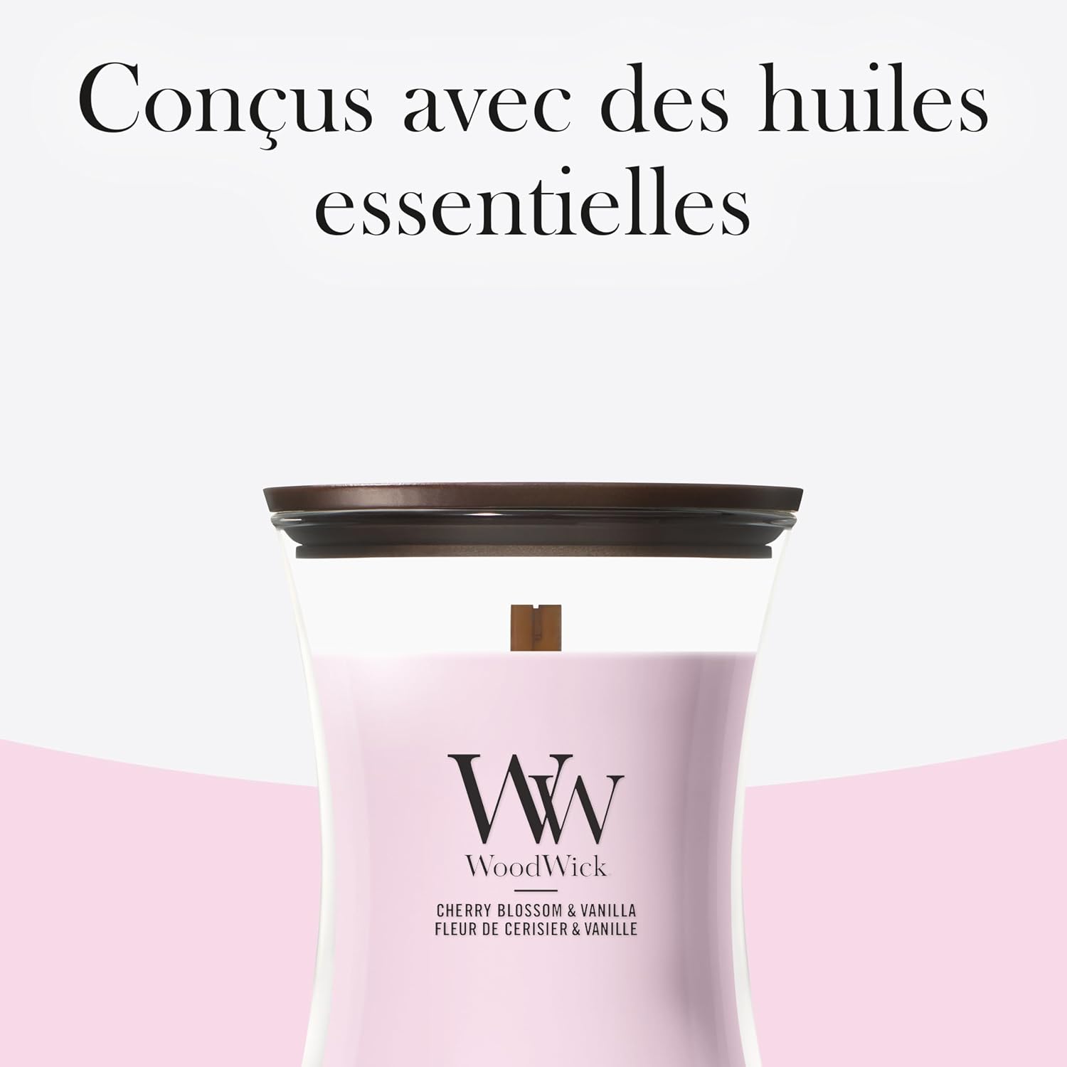 Detalle 2 de WoodWick Bougie Moyenne Fleur de Cerisier & Vanille – Cadeau élégant pour femme