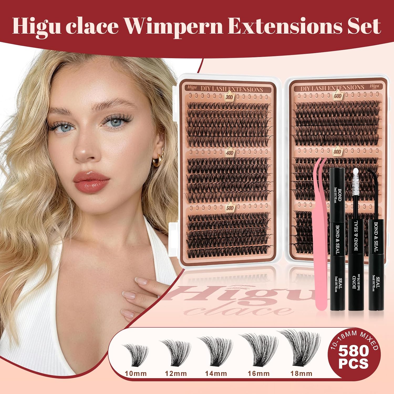 Detalle 2 de Higu clace Wimpern-Extensions Set mit 580 Stück