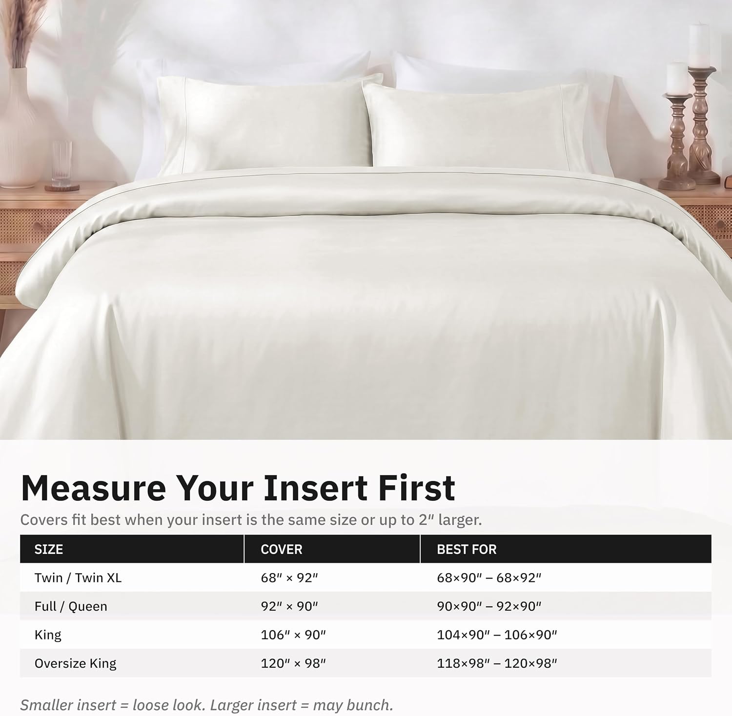 Thumbnail 5 de California Design Den Luxury King Duvet Cover Set, 400 Thread Count Cotton Sateen, Ivory
