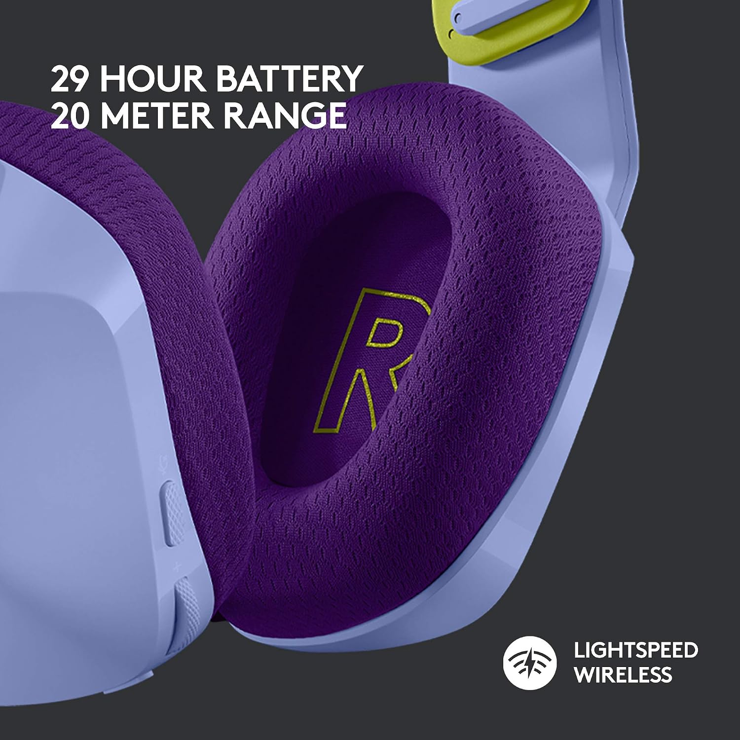 Detalle de Logitech G733 LIGHTSPEED Wireless Gaming Headset, Lilac, with LIGHTSYNC RGB
