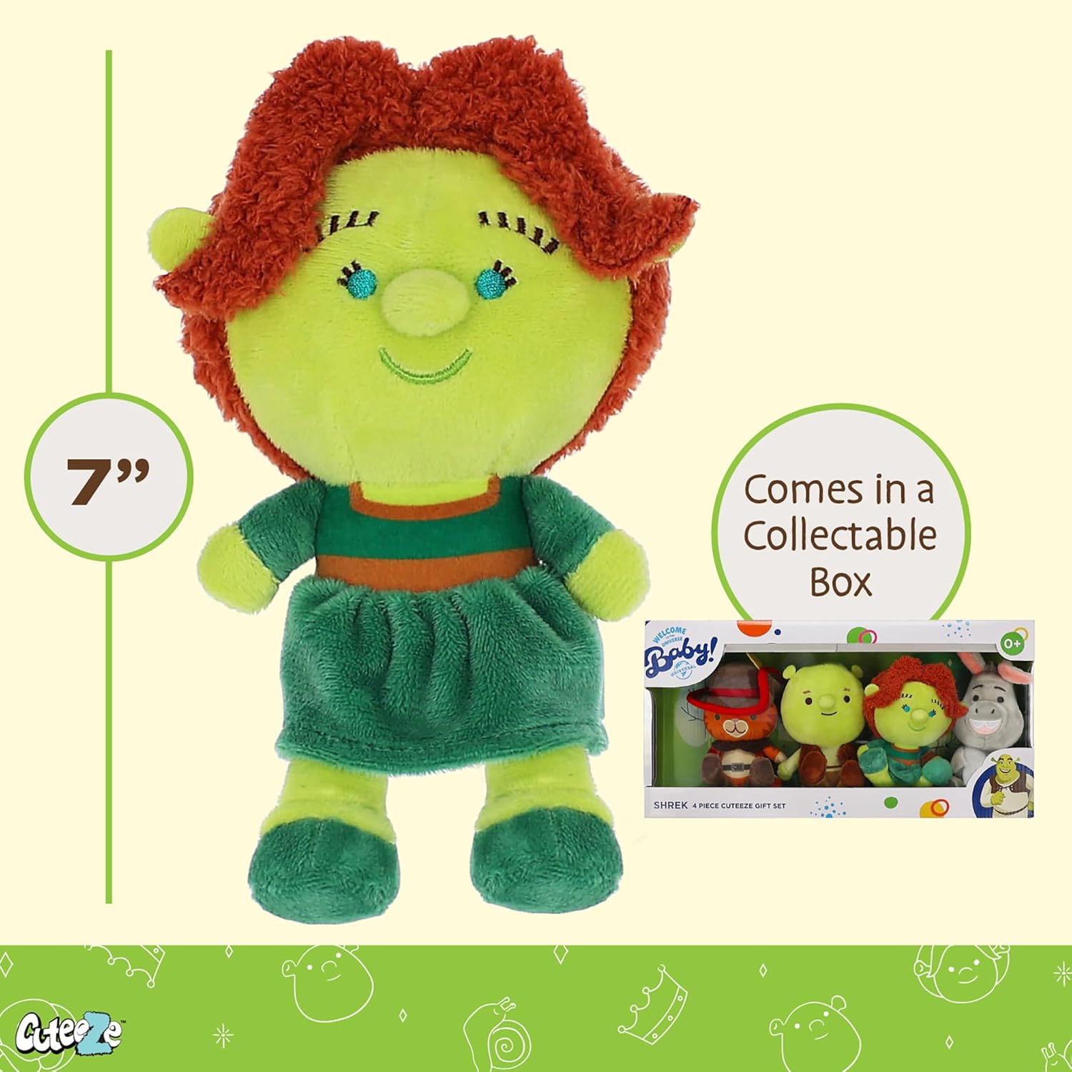 Detalle de Kids Preferred Shrek Cuteeze 4 Piece Set — 6-Inch Plushes with Beans for Comfort