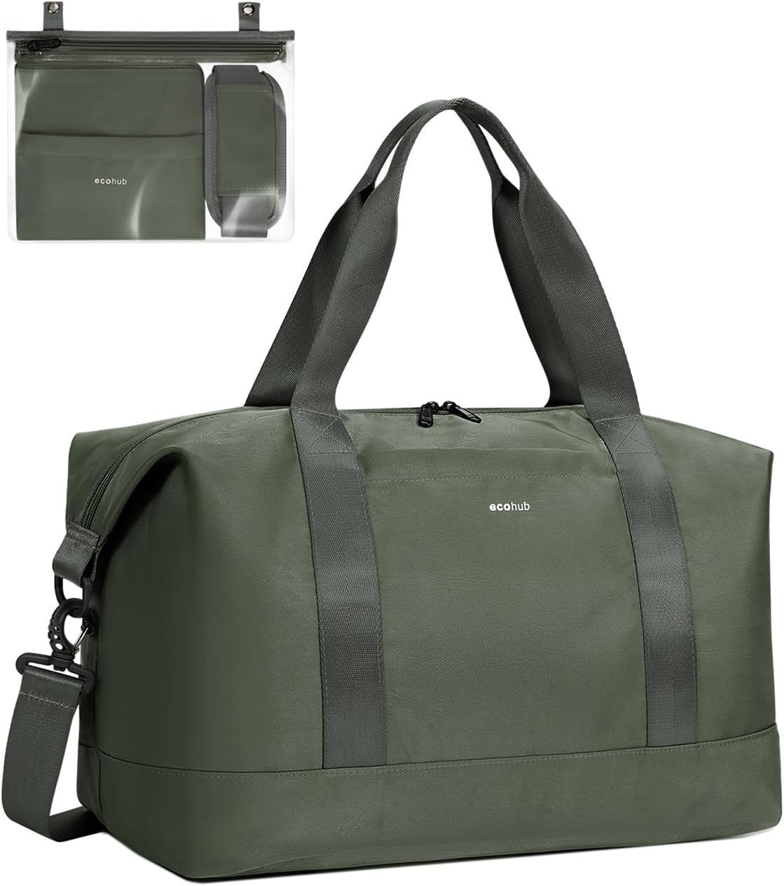 ECOHUB Bagaglio a Mano Easyjet 45x36x20 30L: borsa pieghevole da cabina con tasca impermeabile (verde)