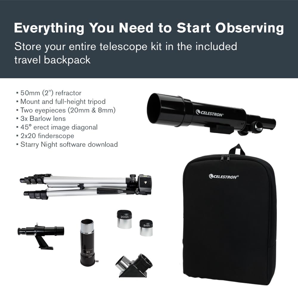 Thumbnail 2 de Celestron Travel Scope 50 Kit: telescopio rifrattore portatile con zaino e accessori