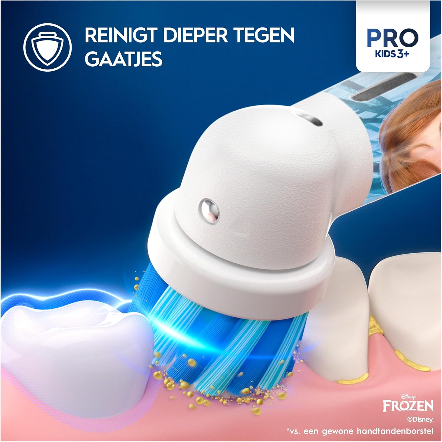 Detalle de Oral-B Pro Kids elektrische tandenborstel met Frozen-design en zachte ronde opzetborstel