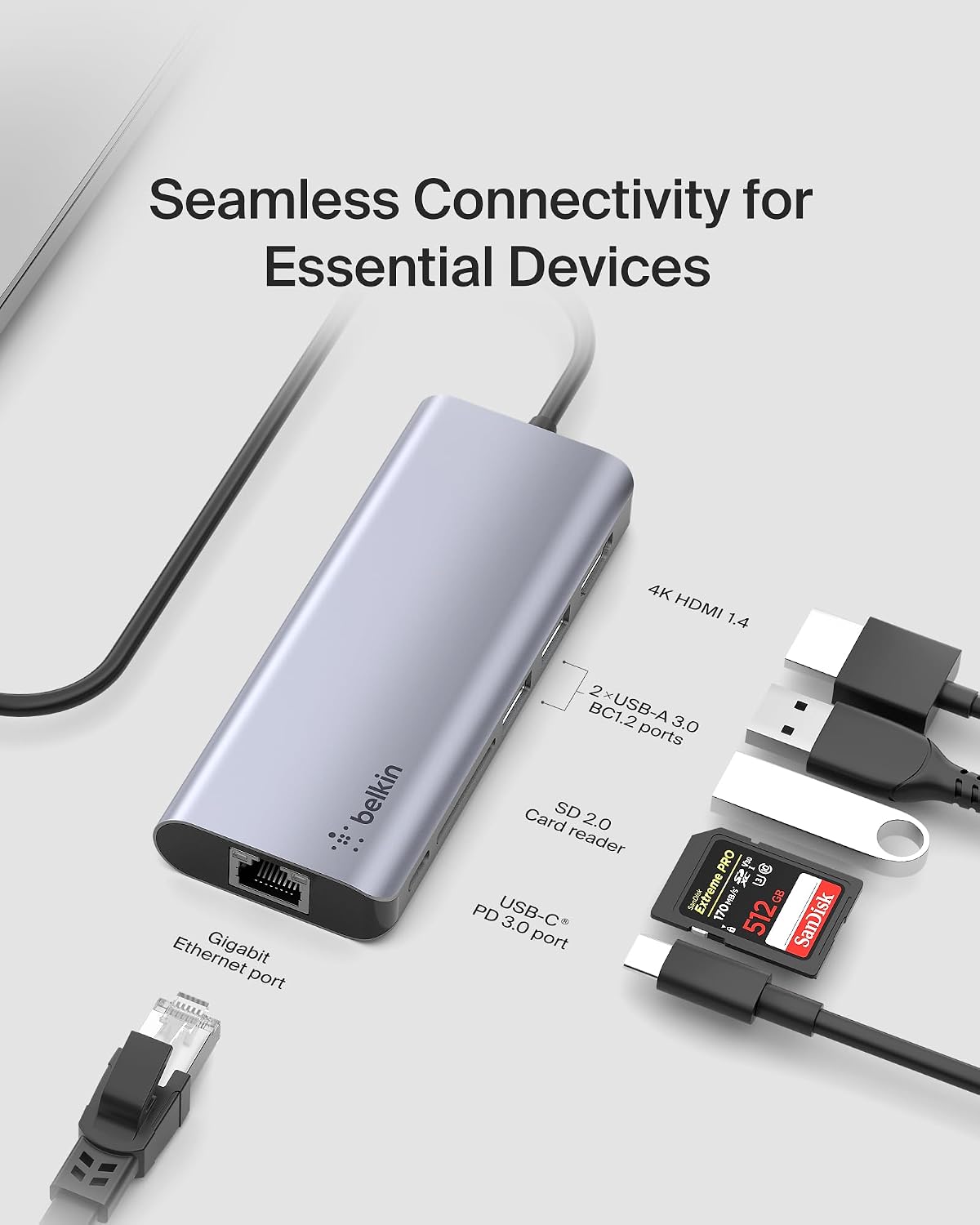 Thumbnail 5 de Belkin USB C Hub 6-in-1 for laptops