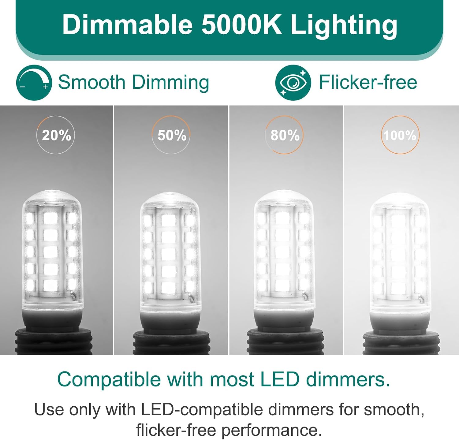 Detalle de DiCUNO CA-G9-45-CMC-DMB-DW-10P G9 LED Bulbs, 5000K, Dimmable, 10-Pack