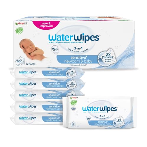 Detalle de WaterWipes Sensitive+ Newborn & Baby Wipes (99.9% Water, Unscented) – 6 Pack