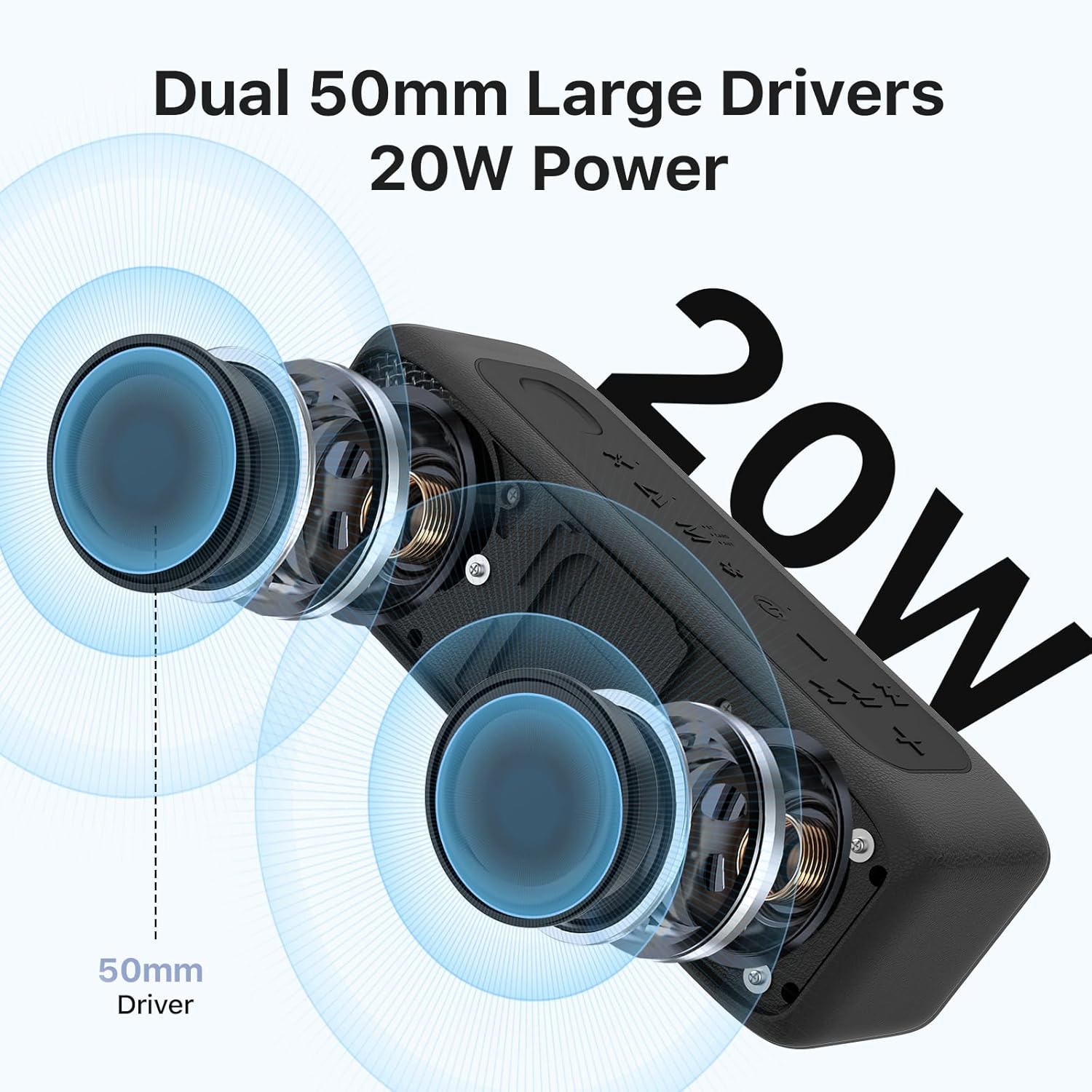 Thumbnail 5 de JUOVI ZS300 : enceinte Bluetooth portable stéréo 20W, IP68, jusqu’à 24h (TWS, carte micro SD, AUX)