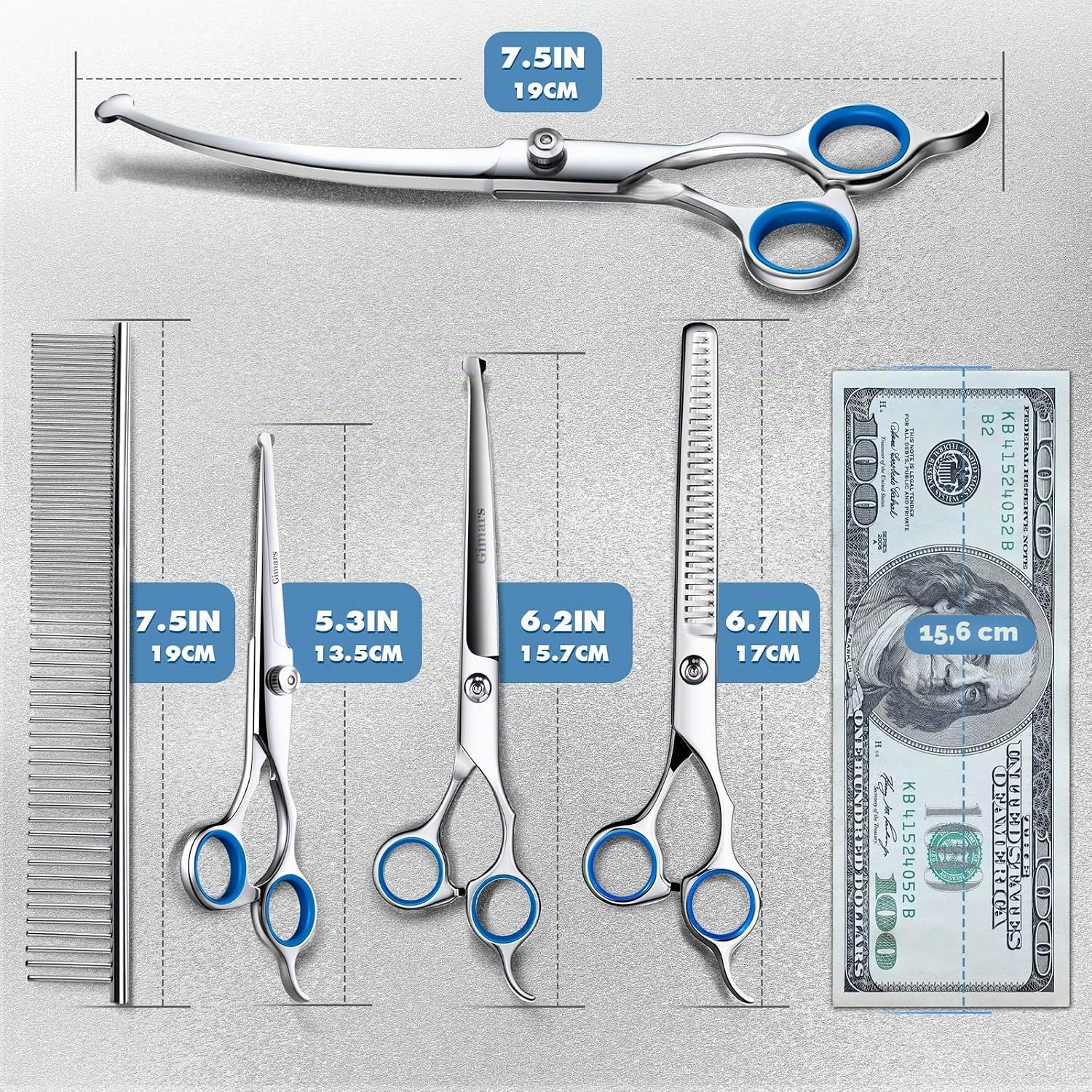 Detalle de Gimars 4CR Profi 6‑in‑1 Hundeschere Set ✂
