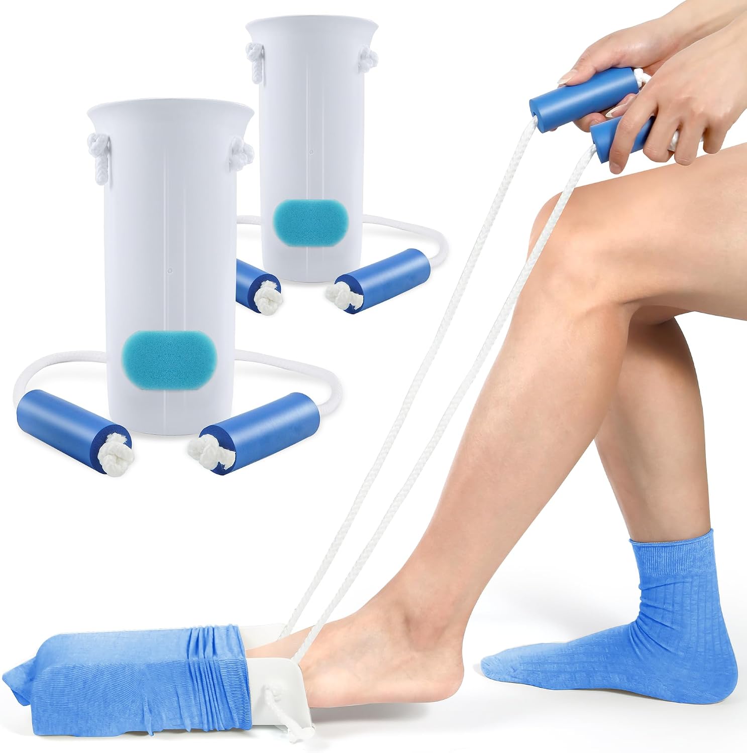 Thumbnail 6 de Kekoy 11,4 cm Sockenanziehhilfe – Strumpfanzieher mit Softschale und rutschfestem Griff (1 Stück, blau)