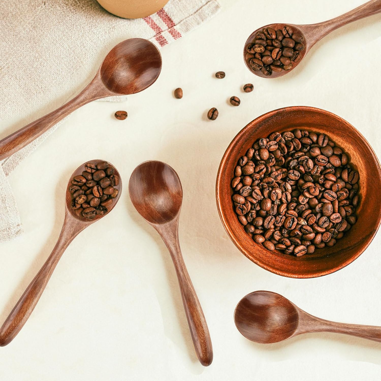 Detalle de 7Pcs Small Wooden Spoons for Honey – 6.6 Inch Mini Spoon Set