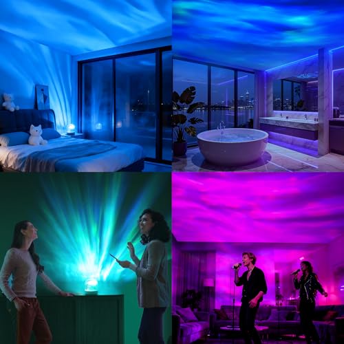 Detalle de Wudyfei Northern Lights Galaxy Light Projector – 16 Colours, Dimmable Brightness, Rechargeable Night Light