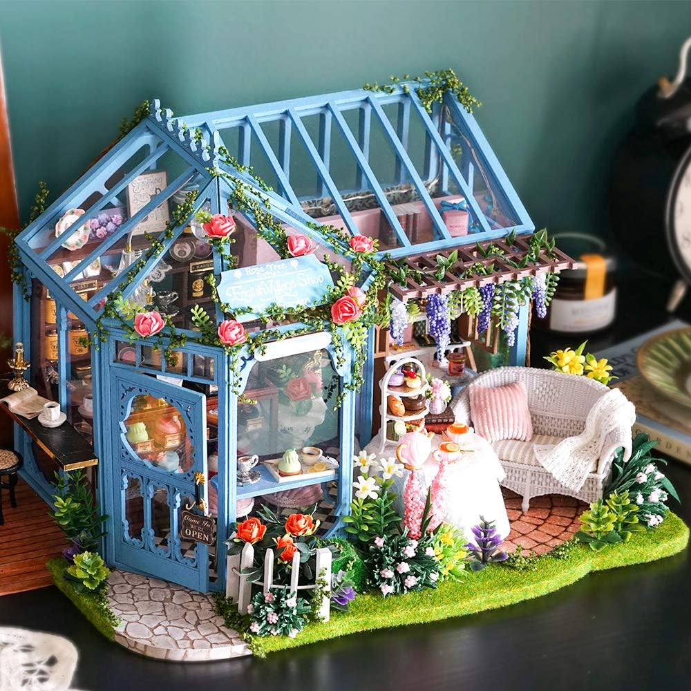 Thumbnail 1 de CUTEBEE Rose Garden Tea House 1:24 DIY Dollhouse Miniature Kit with Furniture