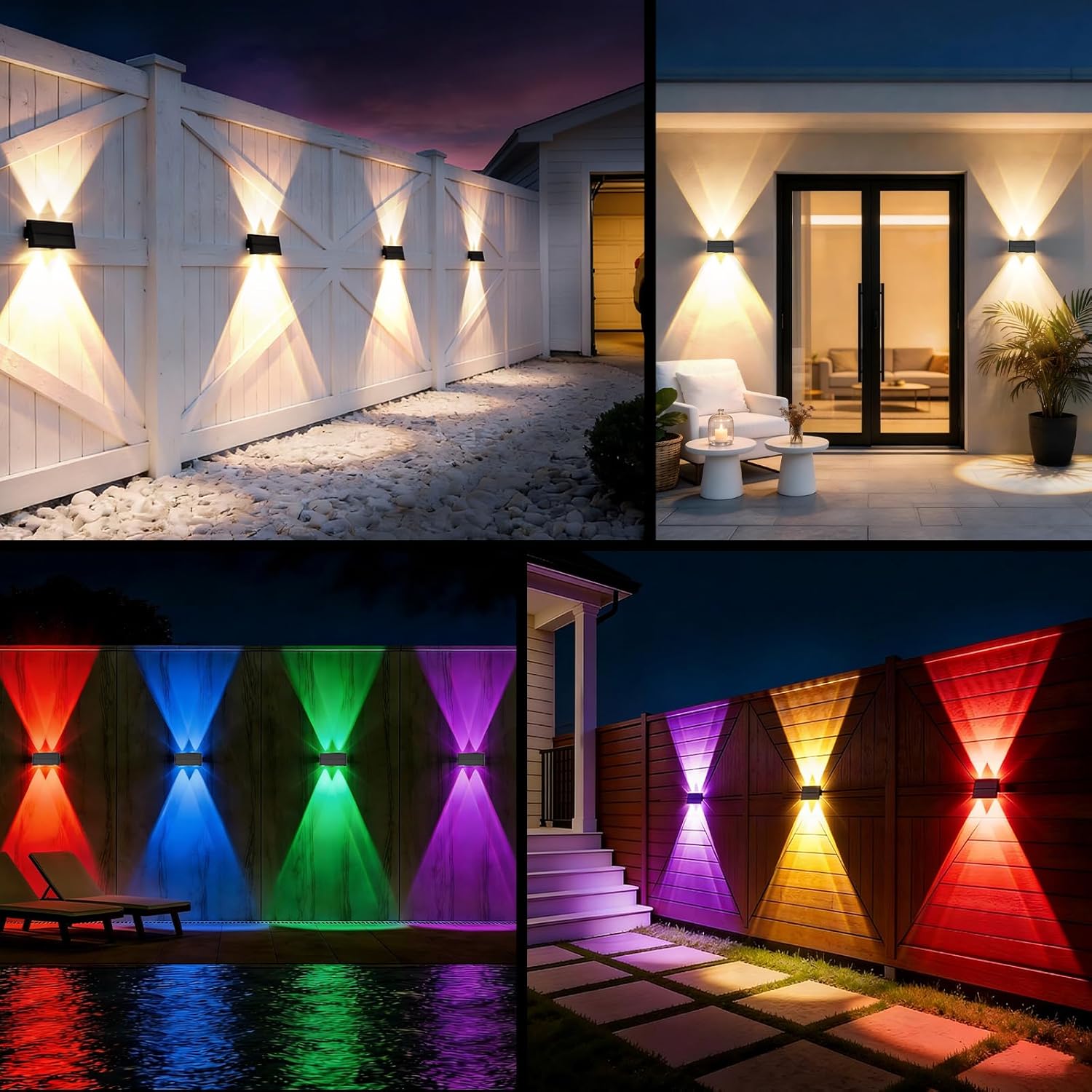 Thumbnail 6 de Solar Wandleuchten für außen (2er Set) – Warmweiß + RGB Up-and-Down, IP65, 9 Modi