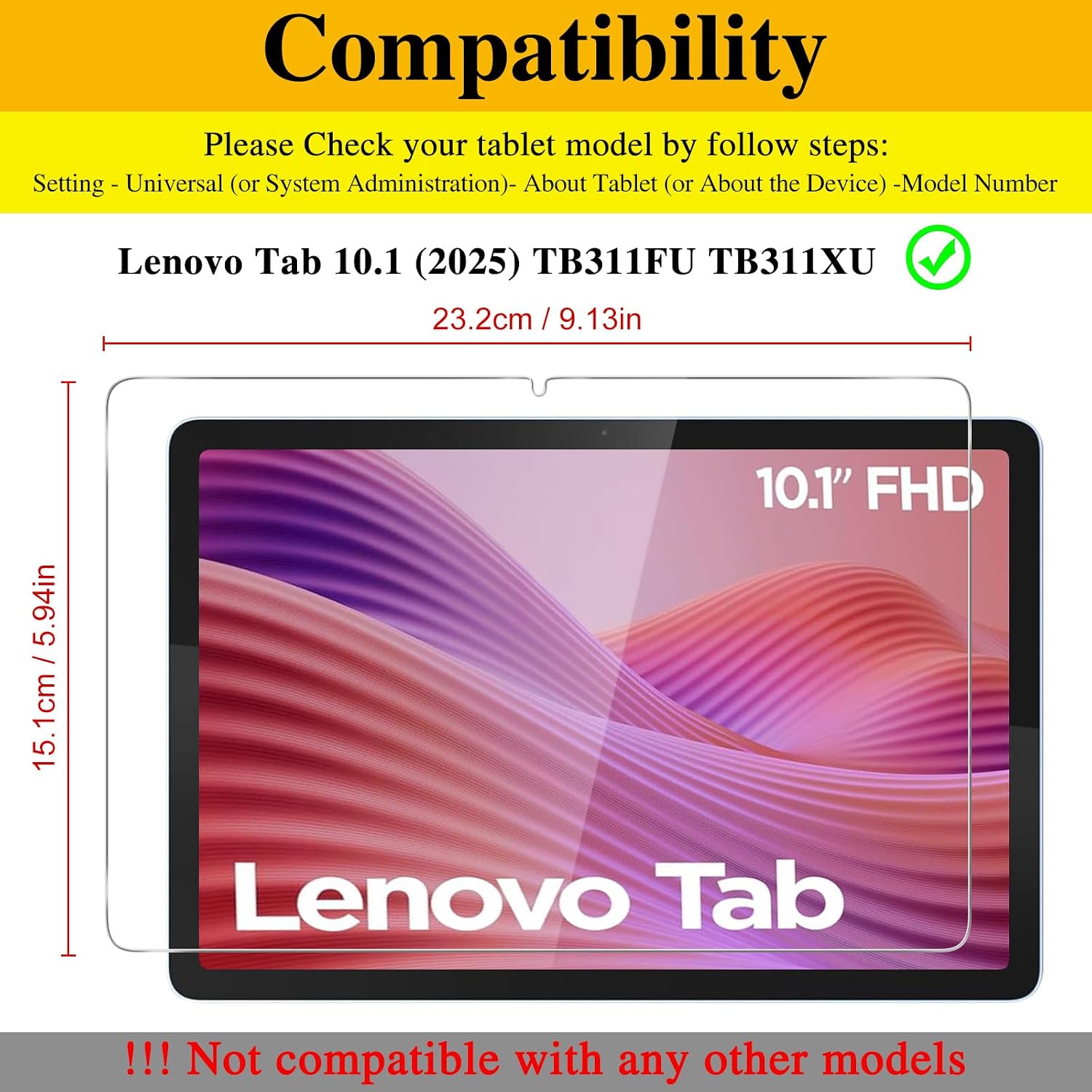 Thumbnail 1 de GOZOPO Screen Protector for Lenovo Tab 10.1 inch 2025 TB311FU / TB311XU – 9H Tempered Glass Film (2 Pack)