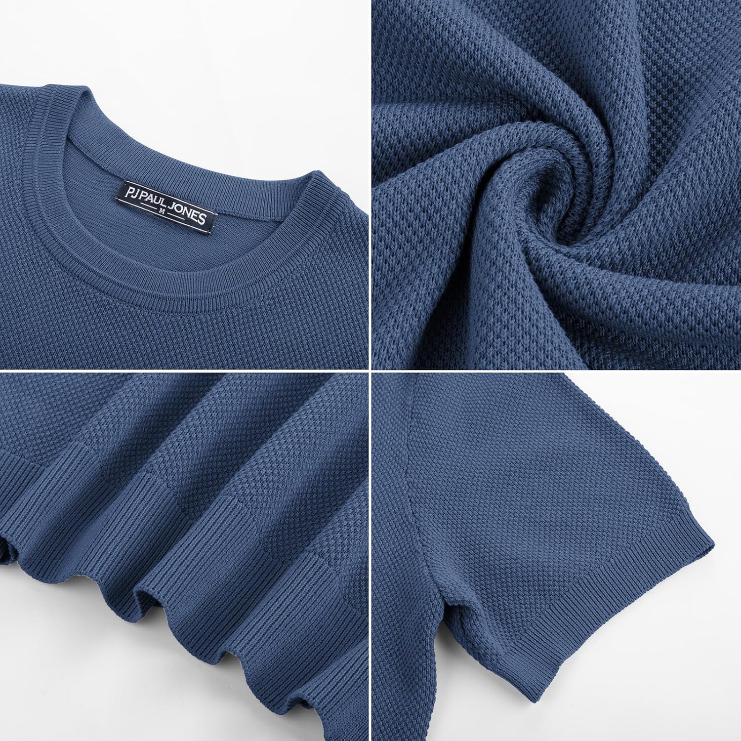 Detalle de PJ PAUL JONES T-shirts décontractés classiques à manches courtes en tricot à col rond pour homme