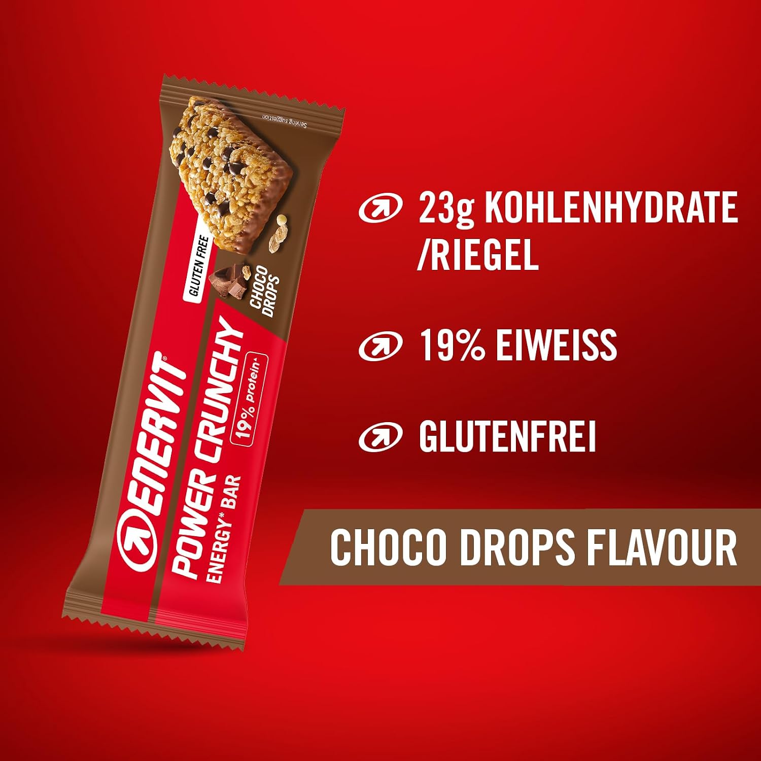 Detalle de Enervit Power Crunchy Choco Drops – Energieriegel mit Zartbitterschokolade, glutenfrei