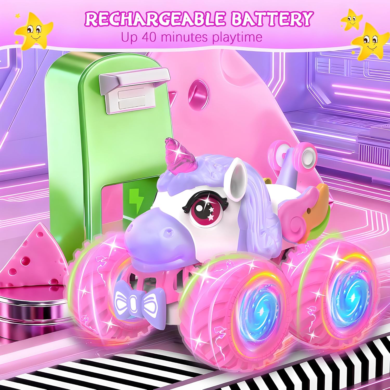 Detalle de JOYSINTOY Unicorn RC stunt car for girls, age 3+