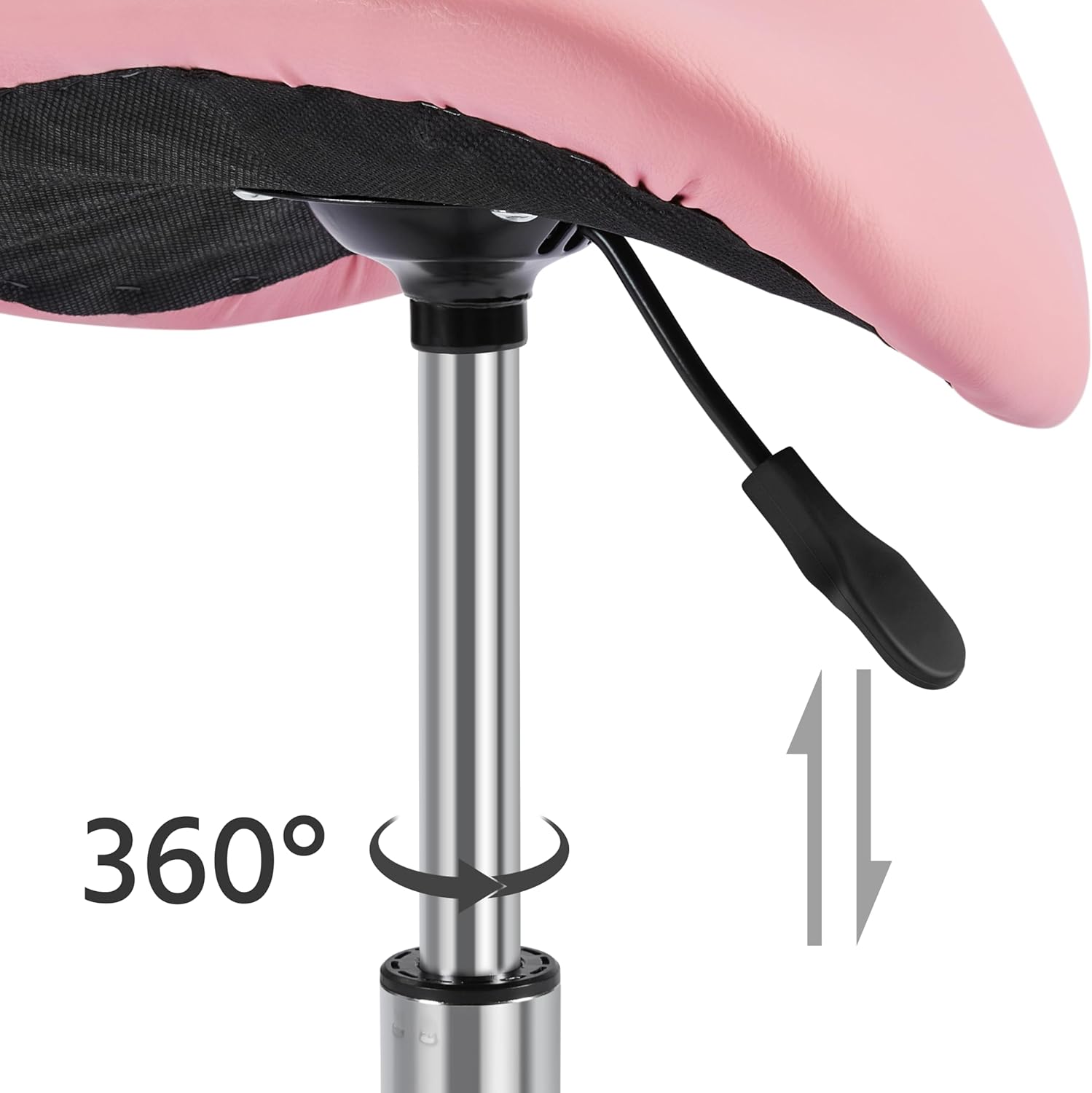 Detalle de Yaheetech Sgabello a Sella con Ruote Regolabile in Altezza – Ergonomico, girevole e versatile per salon e studio Rosa