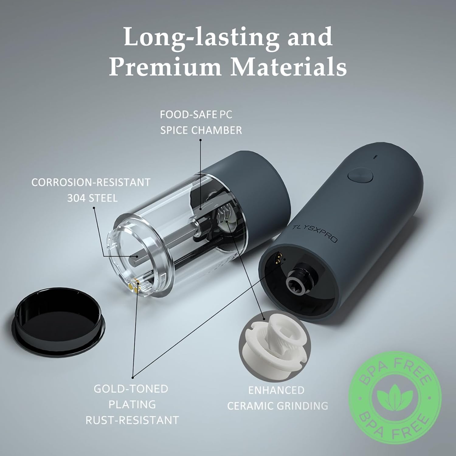 Detalle de TLYSXPRO Electric Salt & Pepper Grinder Set 2-pack ๐ง๐ง