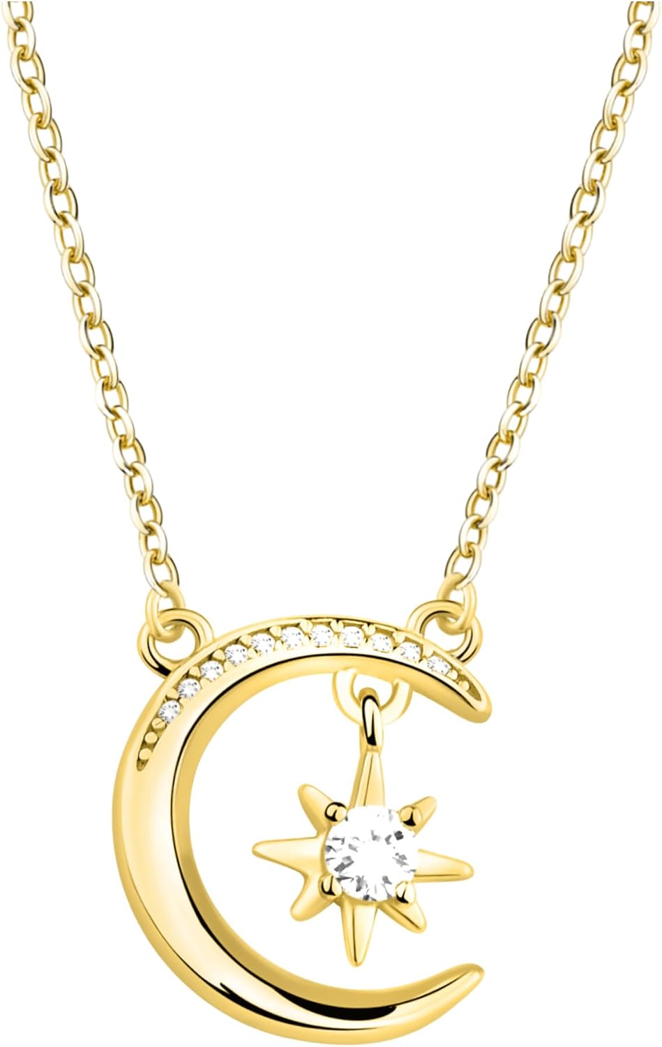 Detalle de Sofia Milani Damen Halskette 925 Silber mit Mondanhänger und Zirkonia – Verstellbare Länge 42–45 cm