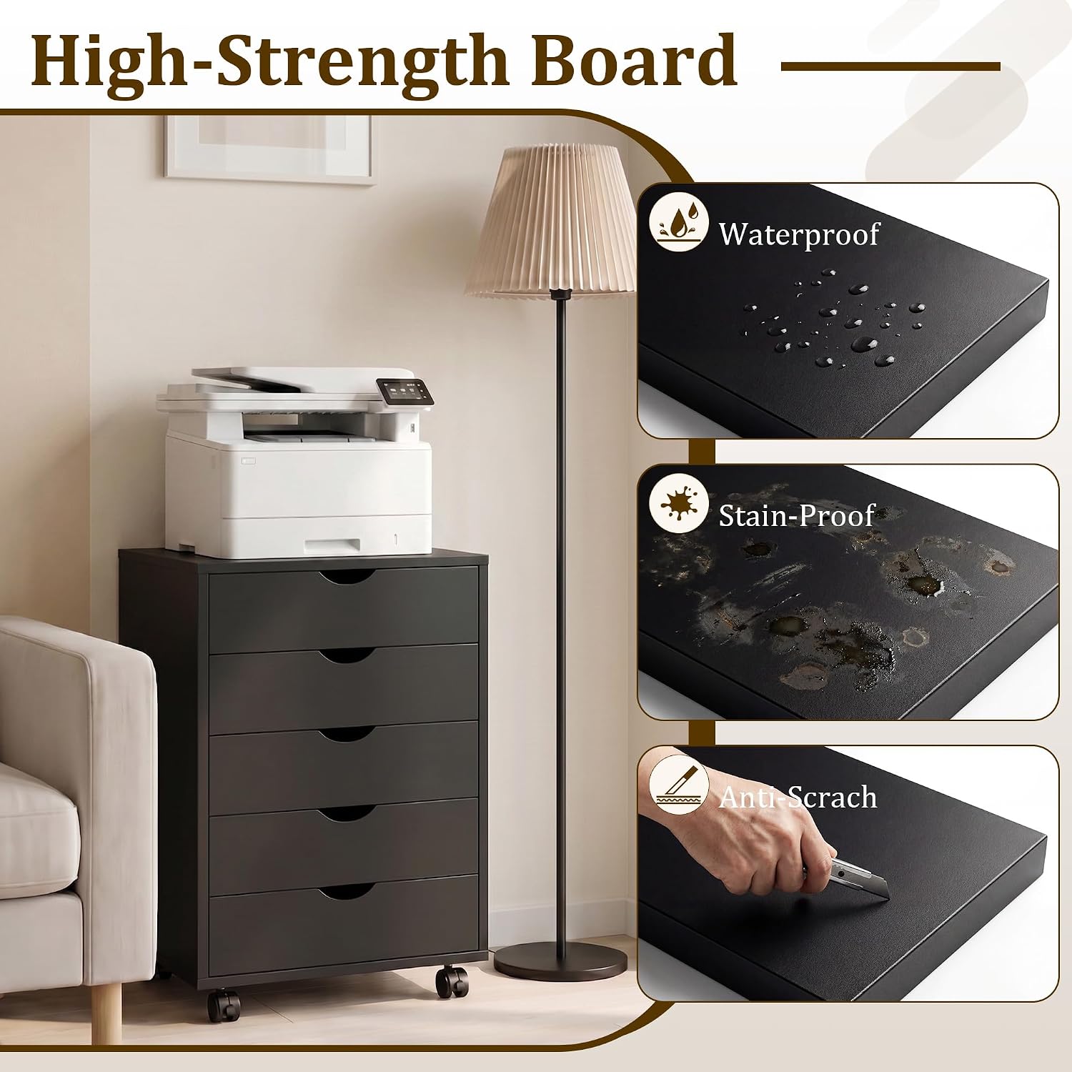 Detalle de 5-Drawer Storage Chest, Black