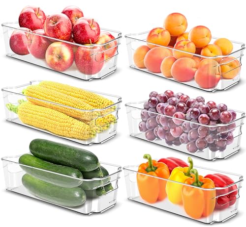 Detalle de KICHLY Cestini Organizzatori trasparenti per dispensa – Set da 6 contenitori impilabili, senza BPA