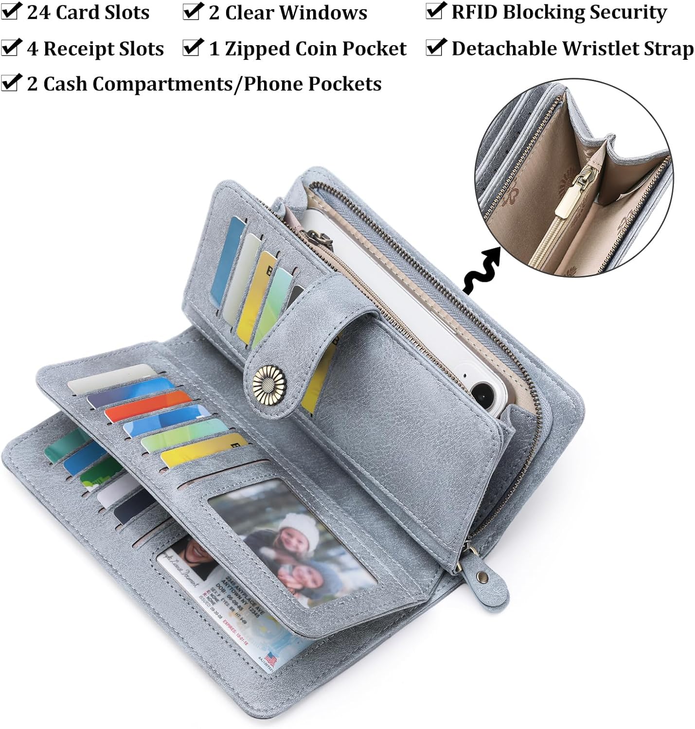 Detalle 2 de SENDEFN RFID large leather purse