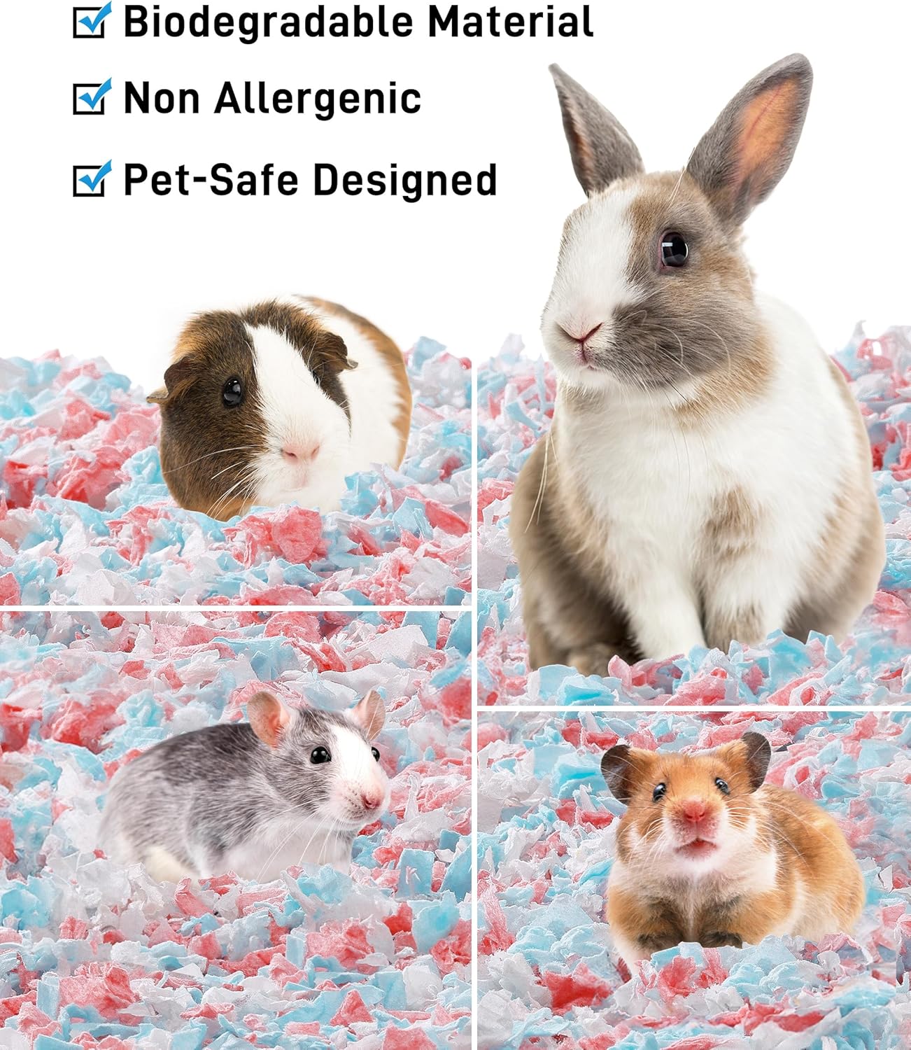 Detalle de BUCATSTATE Hamster Bedding 70L – 99% Dust-Free, Odour Control & Natural Paper Bedding for Small Pets