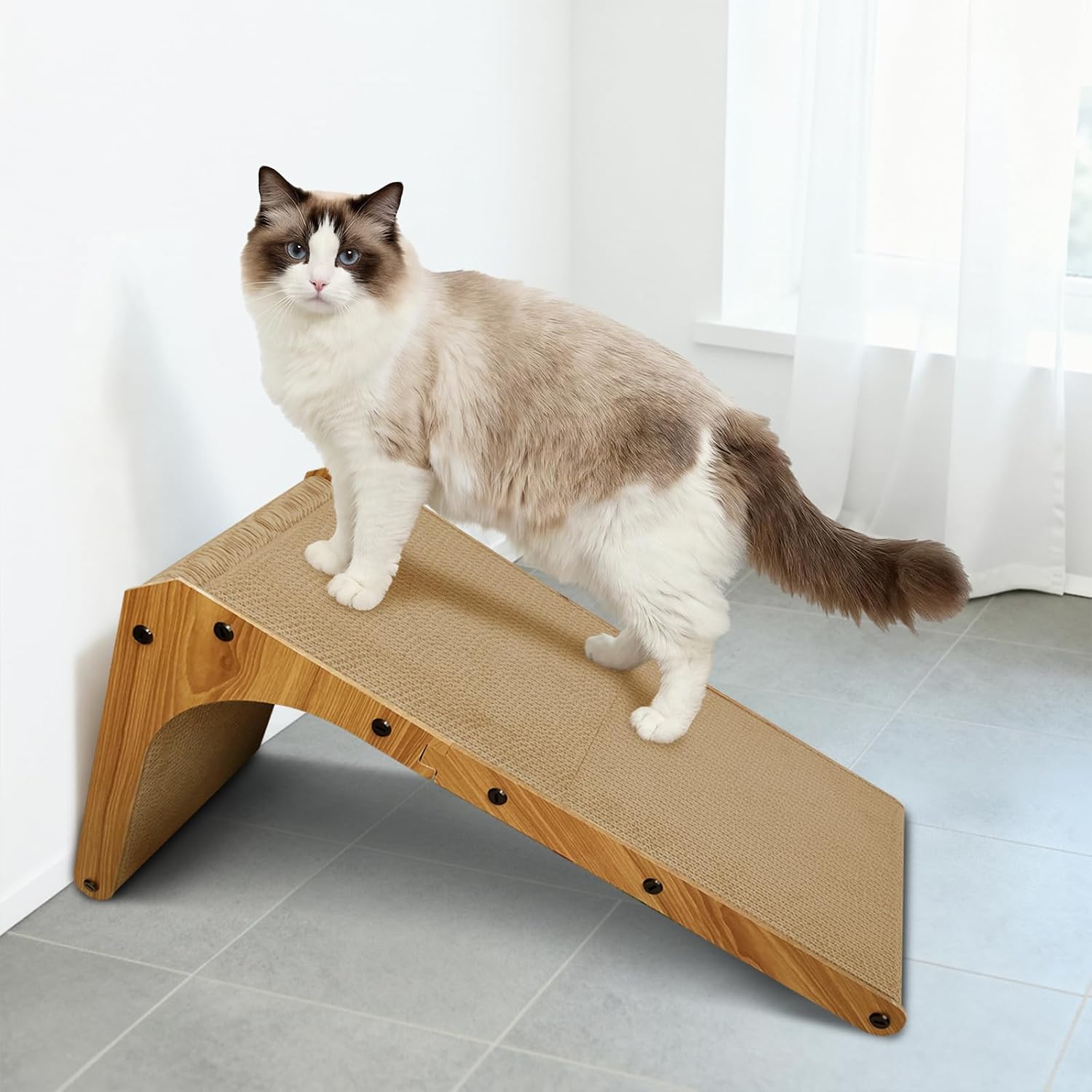 Detalle 2 de AGYM Cat Scratcher, 26 inch L‑Shape Cardboard Scratching Pad for Indoor Cats