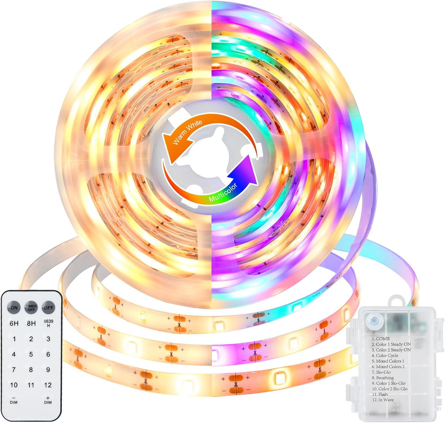 Thumbnail 6 de CCILAND 3M 90 LED Battery Strip Lights with Remote 8 Modes Timer