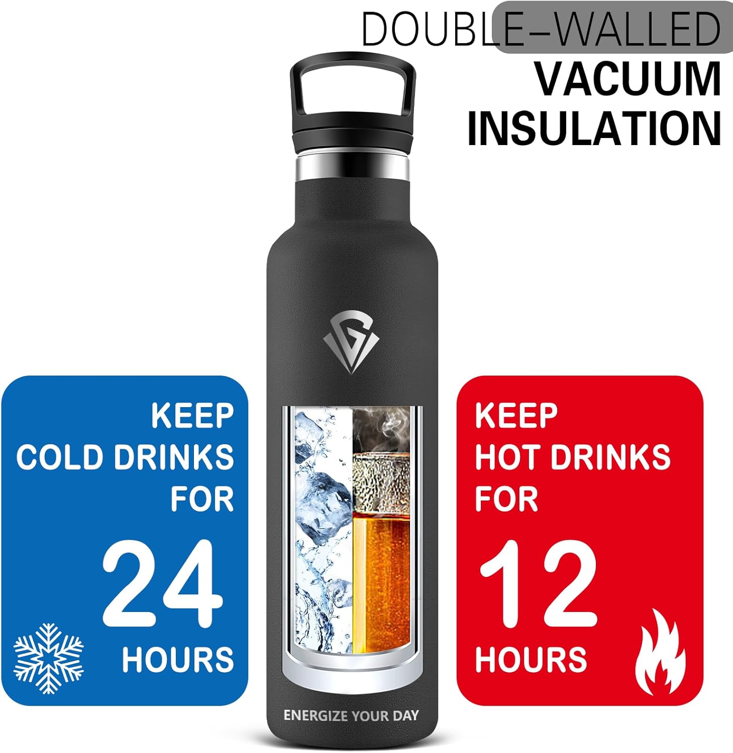 Thumbnail 2 de Grsta borraccia termica da 1 litro in acciaio inox con cannuccia e doppi tappi anti-perdita