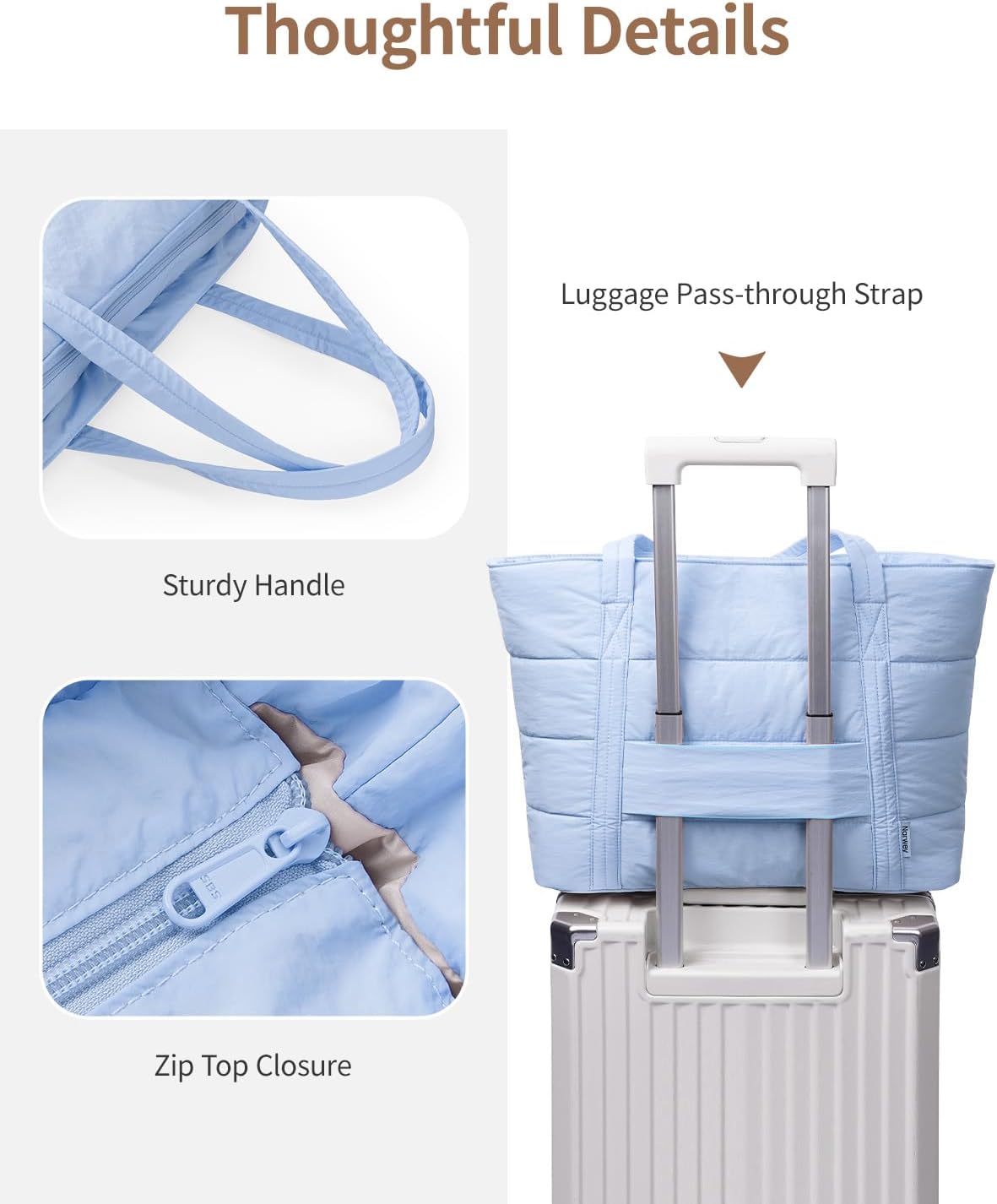 Detalle 2 de Narwey Quilted Puffer Tote Bag with Cup Holder and 15.6" Laptop Sleeve
