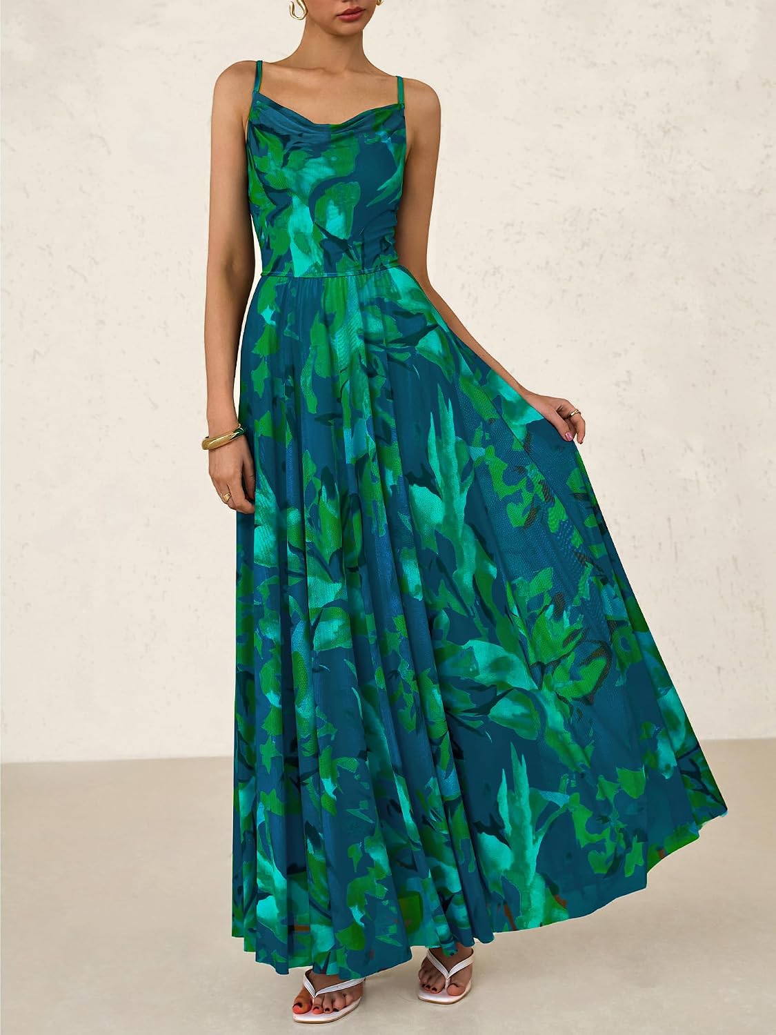 Thumbnail 6 de BTFBM Women Summer Floral Maxi Dress: Elegant Floral Print Beach to Party Attire