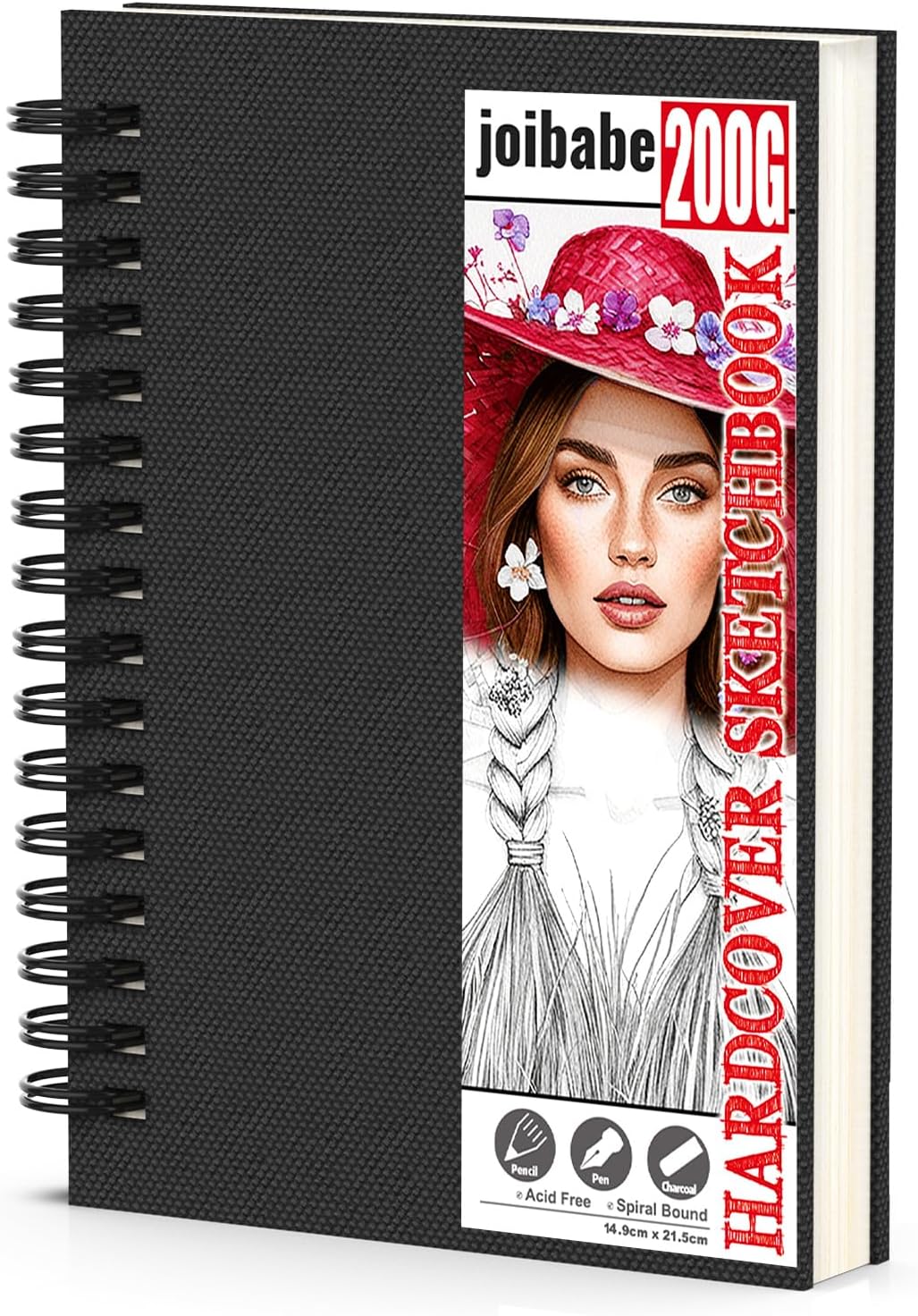 Detalle de Joibabe A5 Sketch Book: Hardcover Spiral, 200gsm, 40 Sheets