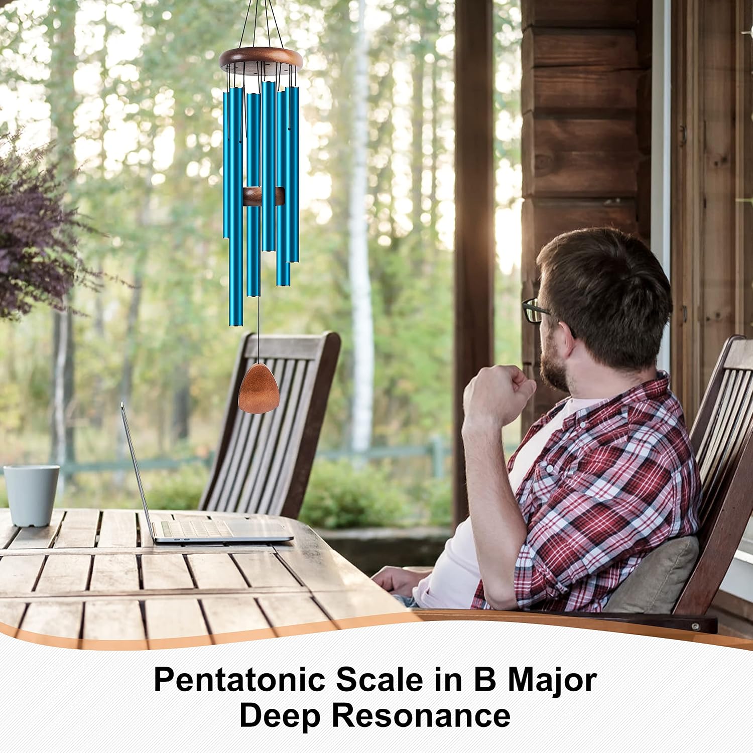 Detalle 1 de Bursvik Bursvik-62C Classic 37" Blue Aluminum Wind Chimes