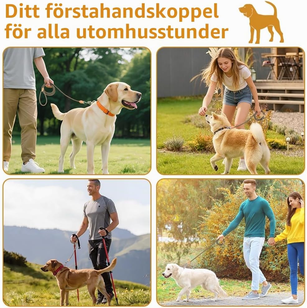 Thumbnail 5 de OSDUE hundkoppel 3 m i nylon, brunt med vridbar krok för små hundar