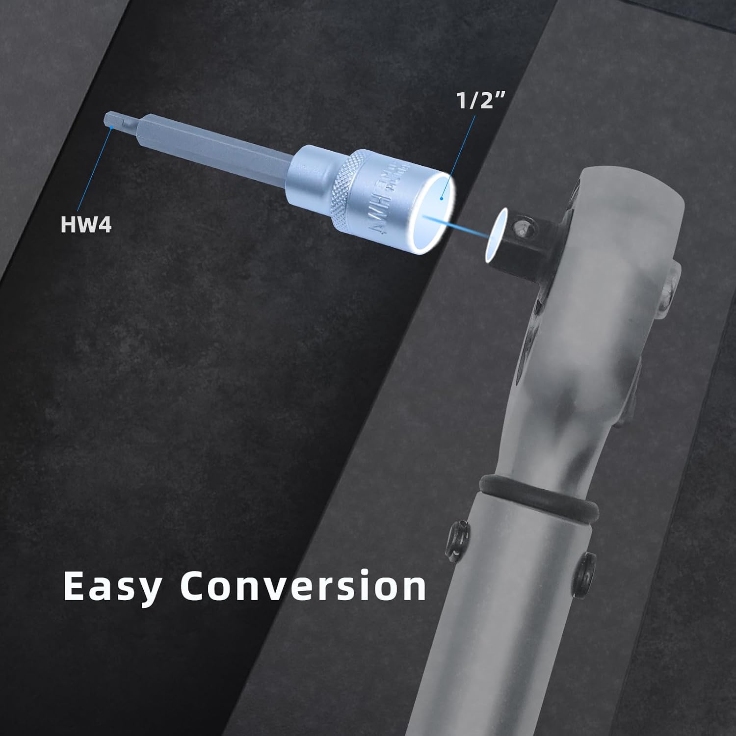 Thumbnail 4 de CCLIFE Innensechskant Einsatz 4mm | 1/2" HEX Bit Socket, 100 mm Länge, CRV