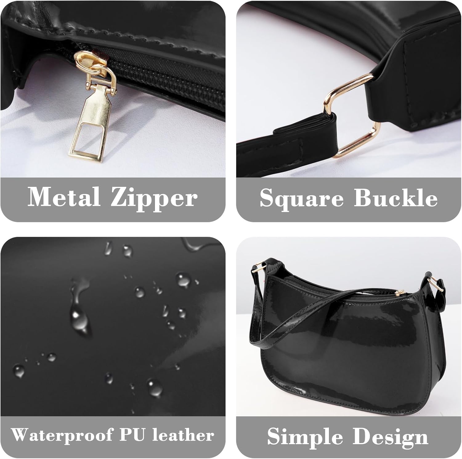 Thumbnail 3 de Energather Kleine Schultertasche Damen – PU-Handtasche mit Reißverschluss für Reisen, Arbeit & Verabredungen