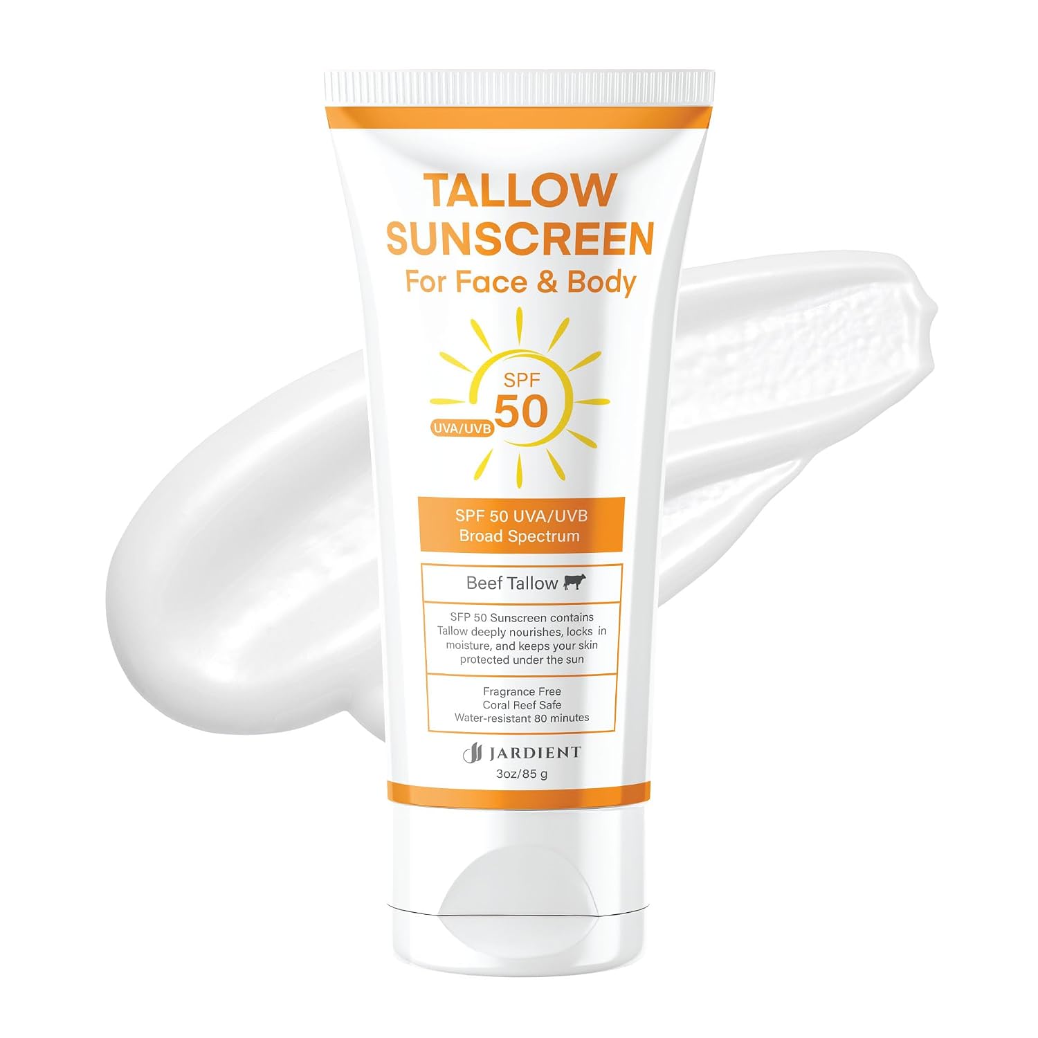 Detalle de Beef Tallow Sunscreen SPF 50 with Mineral – Instant, Non-Greasy Zinc Oxide Sunblock (3 Fl oz / 85g)