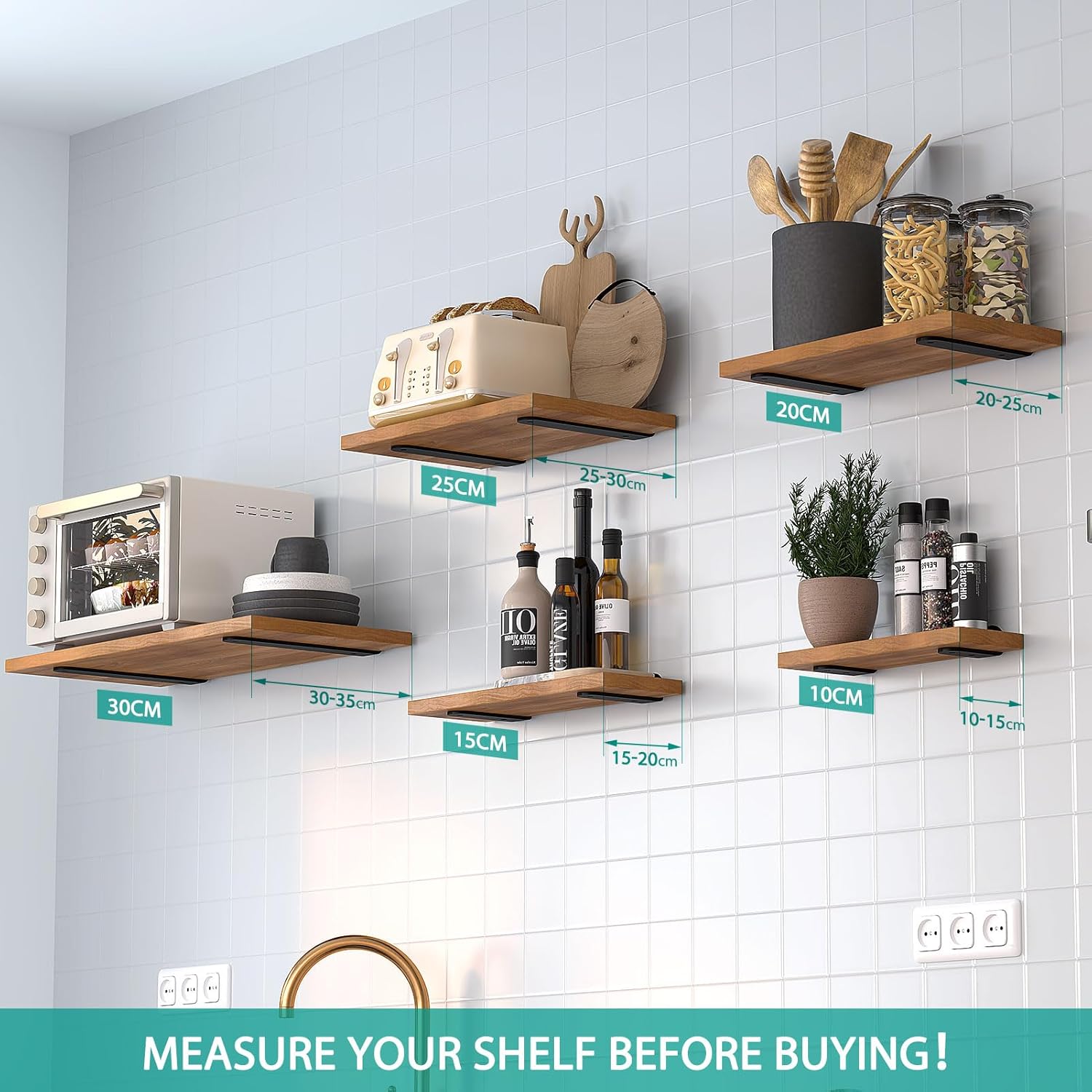 Thumbnail 6 de WELDUN Regalhalterung 4 Stücke 20 cm