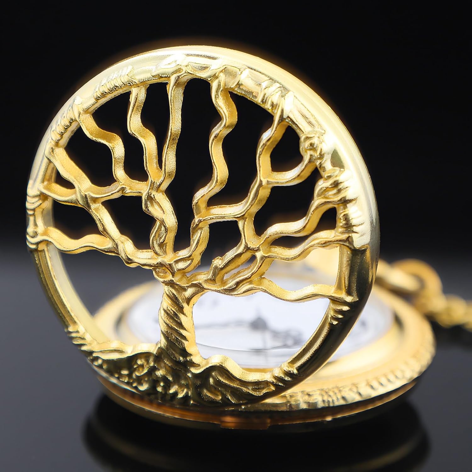 Thumbnail 3 de Tiong Tree of Life Pocket Watch with Chain – 4.5 cm Quartz Vintage