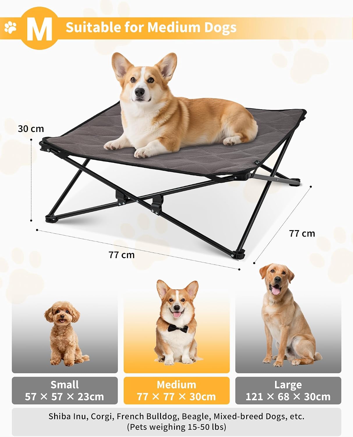 Detalle 2 de KingCamp Raised Dog Bed Outdoor & Indoor (Foldable, Removable Mat) – M up to 60kg