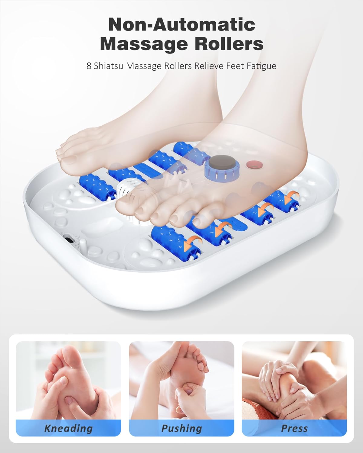 Thumbnail 2 de Fußbad Massagegerät mit Heizung: Wasser-Fußsprudelbad mit LCD-Temperaturregelung, Timer & Bimsstein (blau)