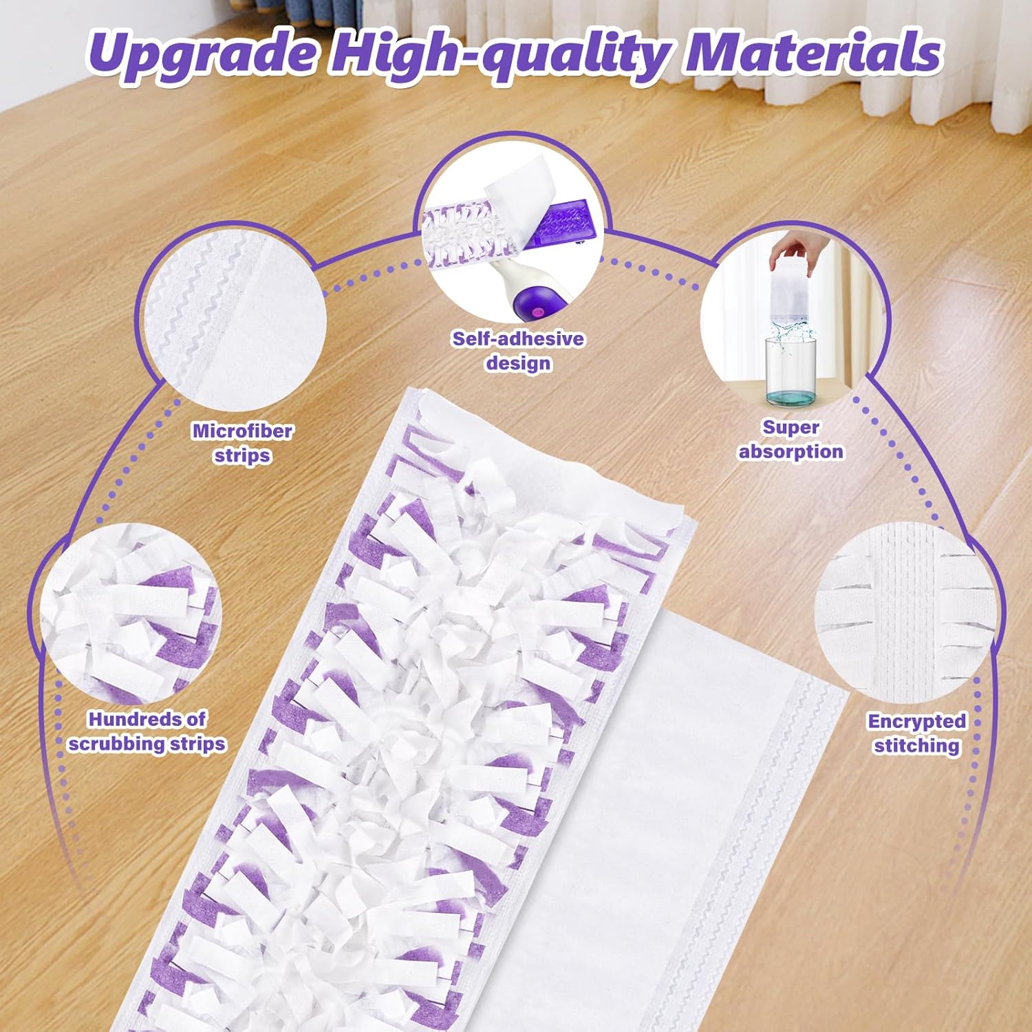 Detalle 2 de EHADOO Mop Pads Refills for Swiffer Power Mop: 20-Pack Wet/Dry Disposable Pads for Multi-Surface Cleaning