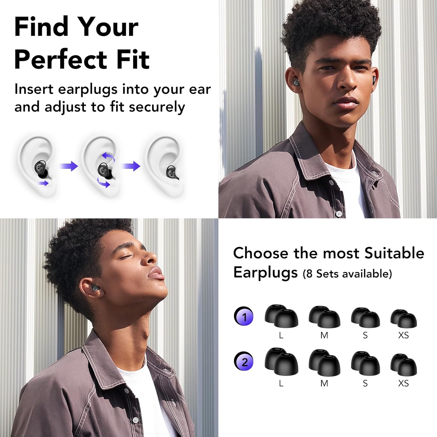 Thumbnail 6 de CASCHO Ear Plugs for Sleep Black (45dB) — reusable silicone noise cancelling earplugs with 8 tips & case