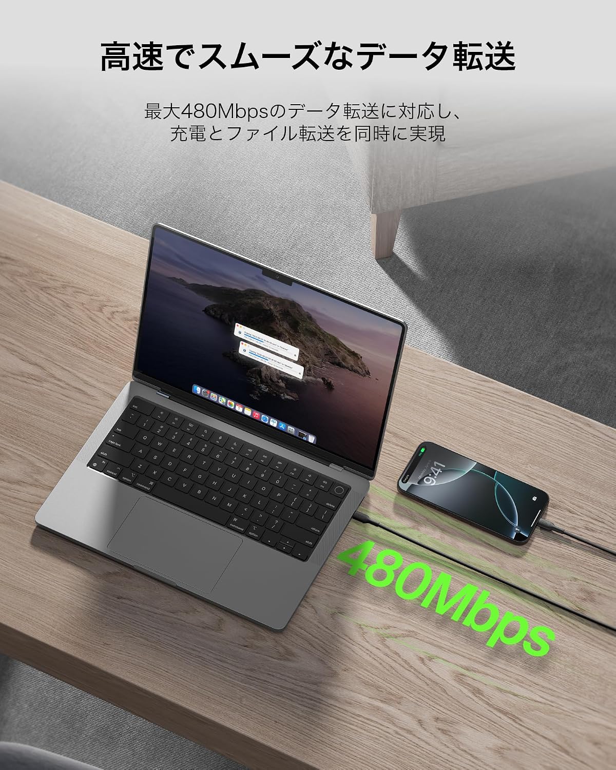 Detalle de Belkin CAB021fq1MBK USB-A to USB-Cケーブル 1m、MFi認証・急速充電対応