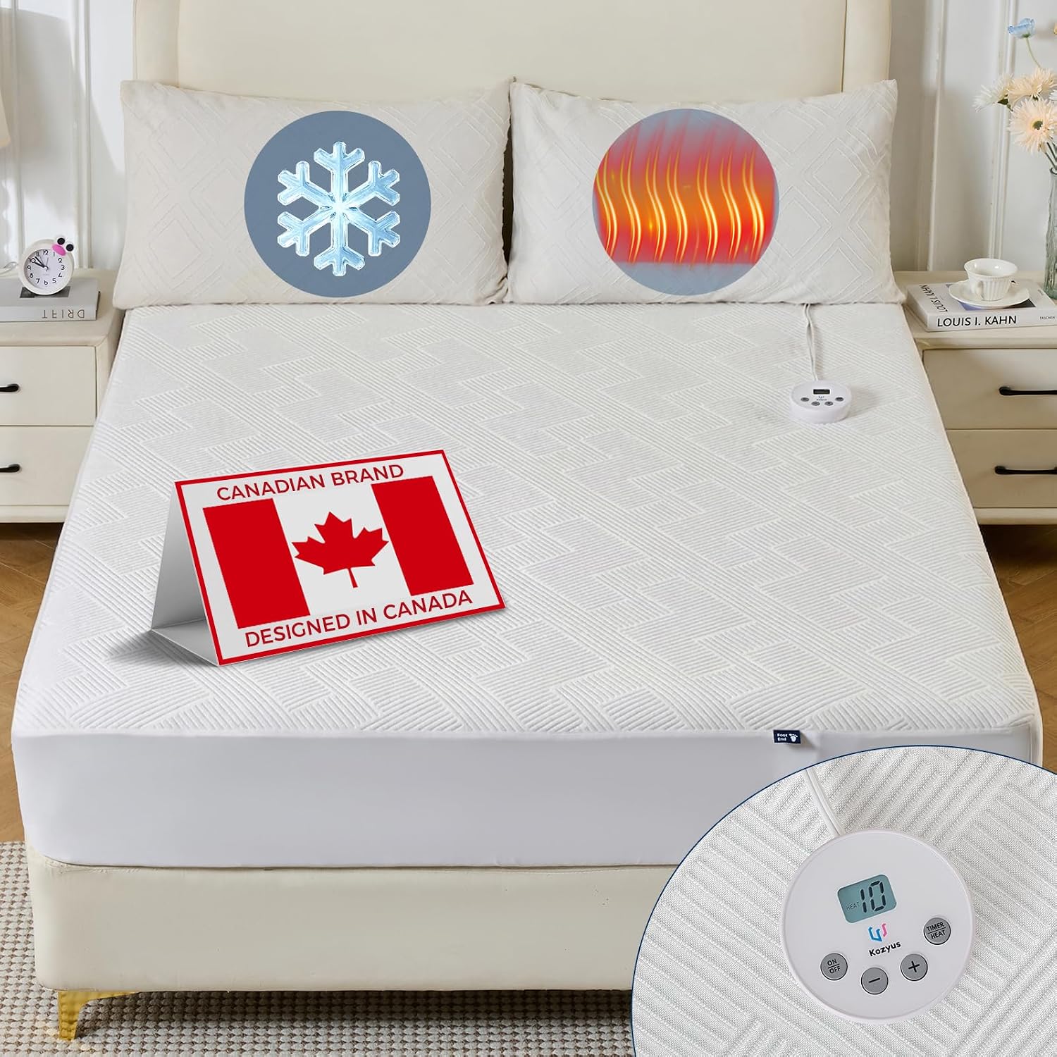 Detalle de Kozyus HLMP-ALN-HYT-F Heated Mattress Pad, Full/Double, 10 Heat Settings