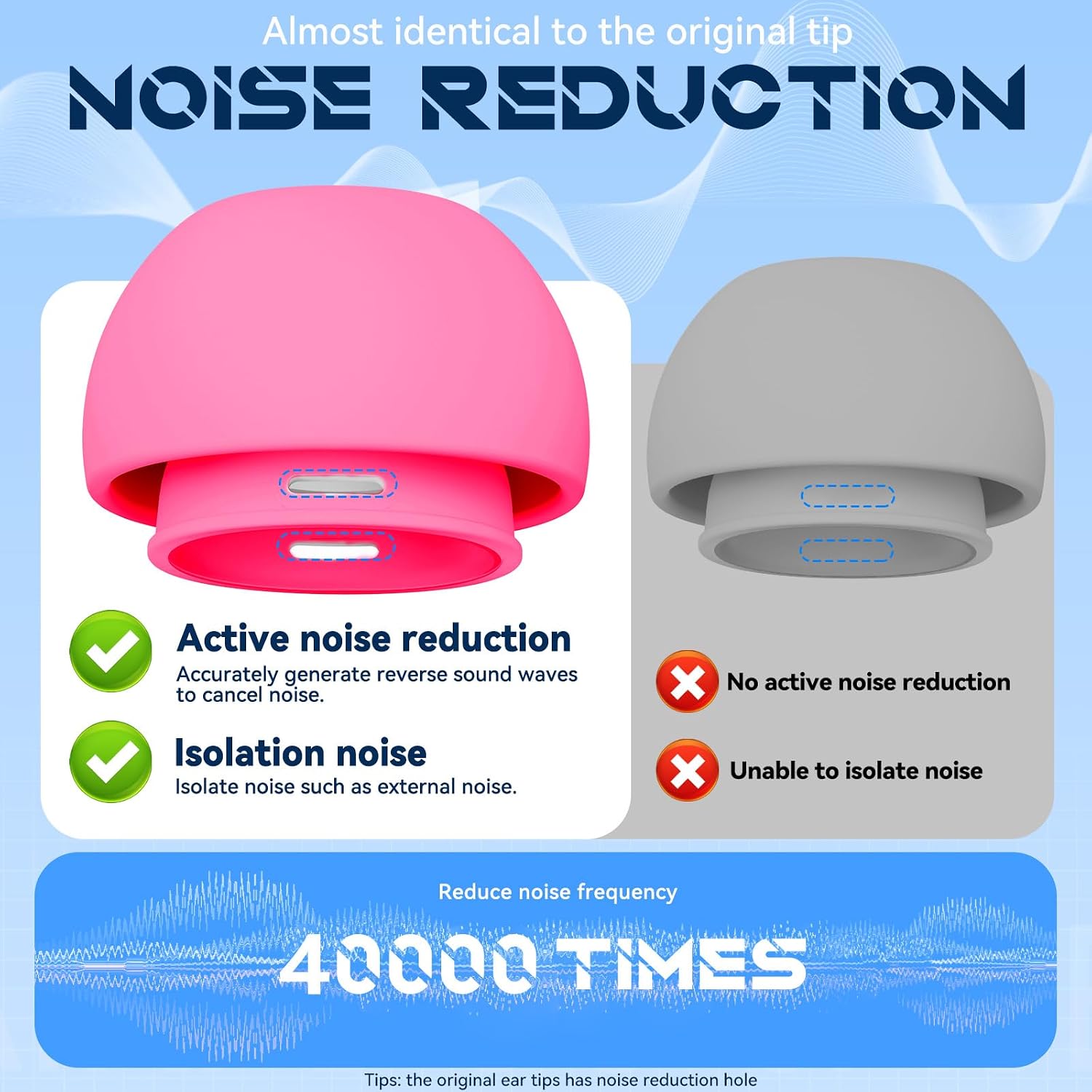 Detalle 2 de Inesore Replacement Ear Tips for AirPods Pro, Rose Red Silicone, 4 Sizes