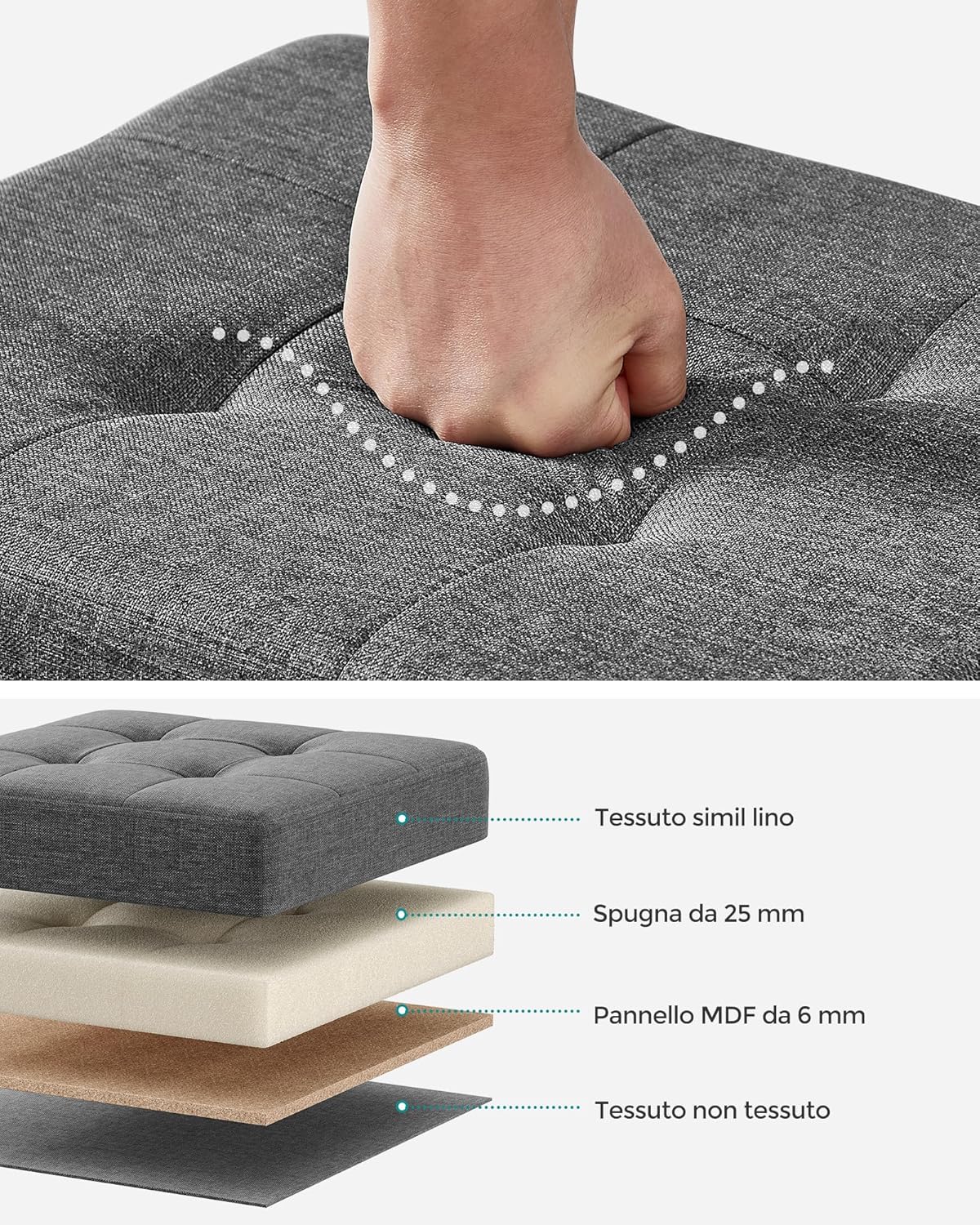 Thumbnail 4 de SONGMICS LSF012G11 Pouf contenitore 32 x 40 cm